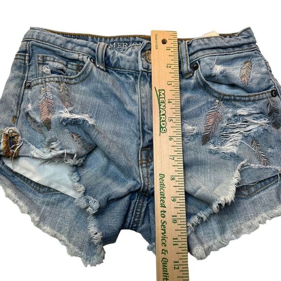 AEO High-Rise Festival Shorts 00 embroidery feathers - Picture 9 of 9